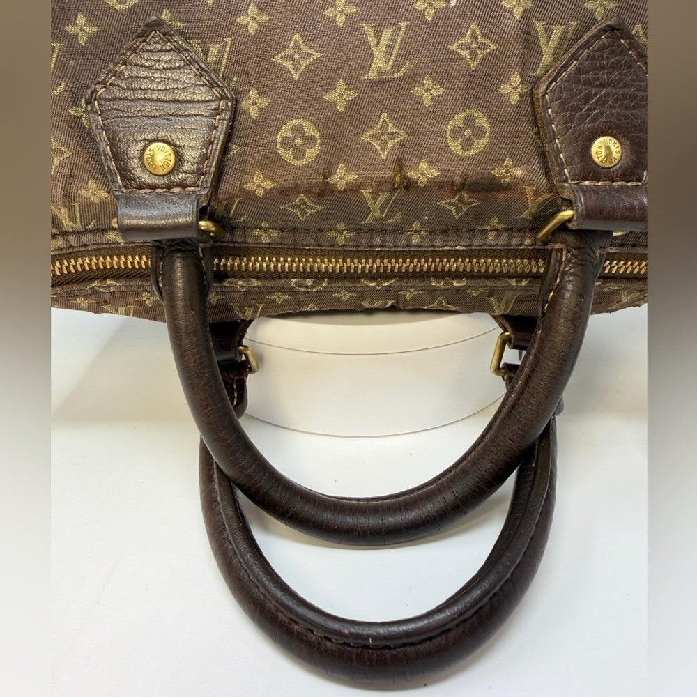 Louis Vuitton Vintage 2008 Monogram Mini Lin Speedy 30 Brown Ebene Trim Satchel - Picture 15 of 17